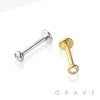 INTERNALLY THREADED FLAT TOP WITH GEM 316L SURGICAL STEEL LABRET